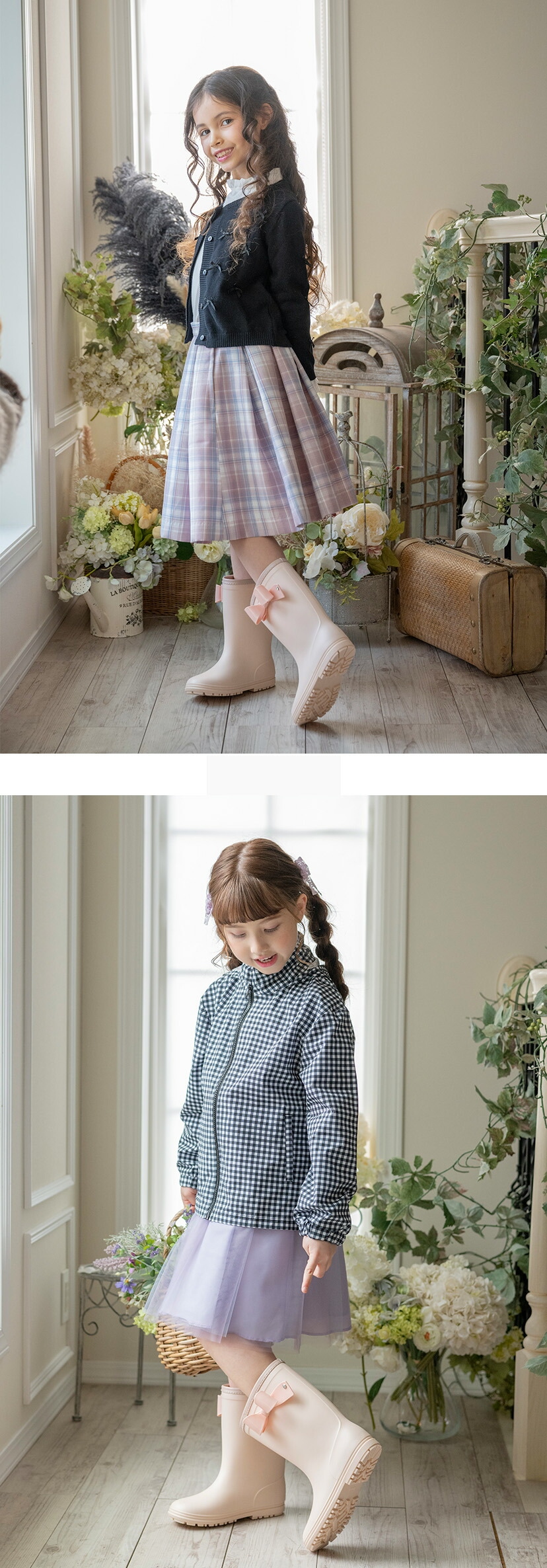 サイドリボン レインブーツ モデル画像4