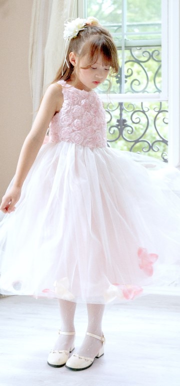 バラチュールの花びら入りスカートドレス コーデ PC916YK｜キャサリン