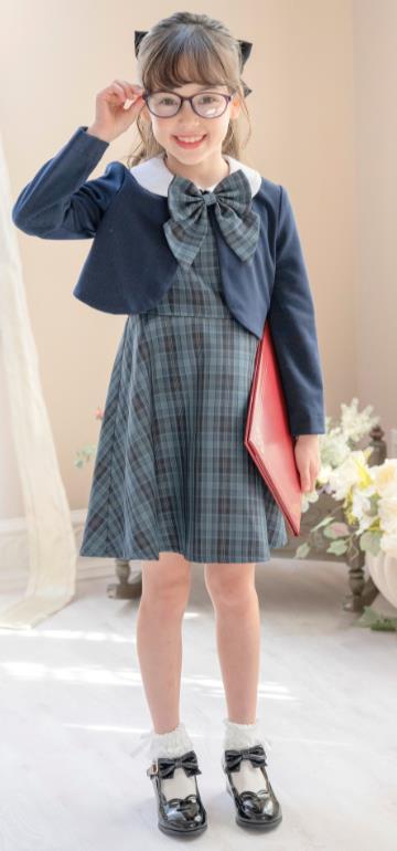 チェックジャンパースカート＆ボレロジャケットスーツセット コーデ
