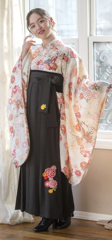 ちりめん風着物と刺繍入り袴 セット コーデ HAKAST23｜キャサリン 
