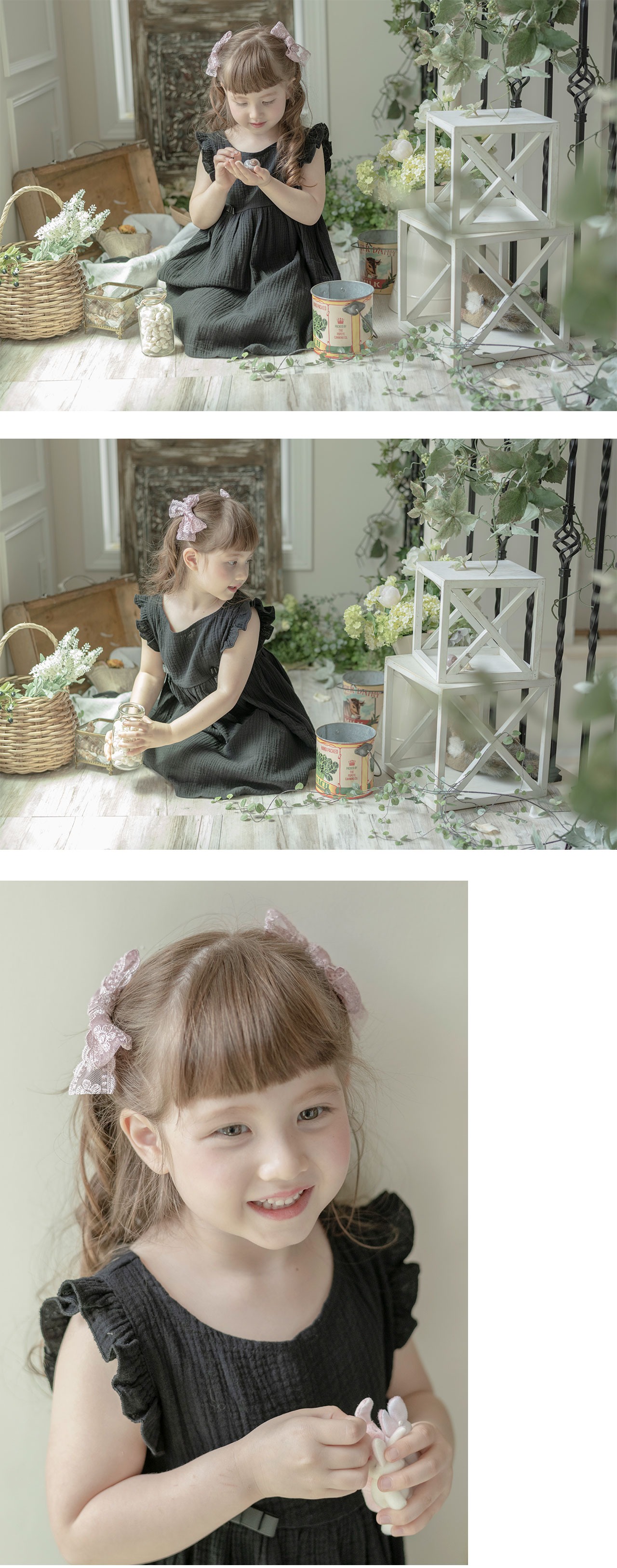 レースリボンヘアクリップ2個セットアクセサリーヘアアクセサリーキッズ