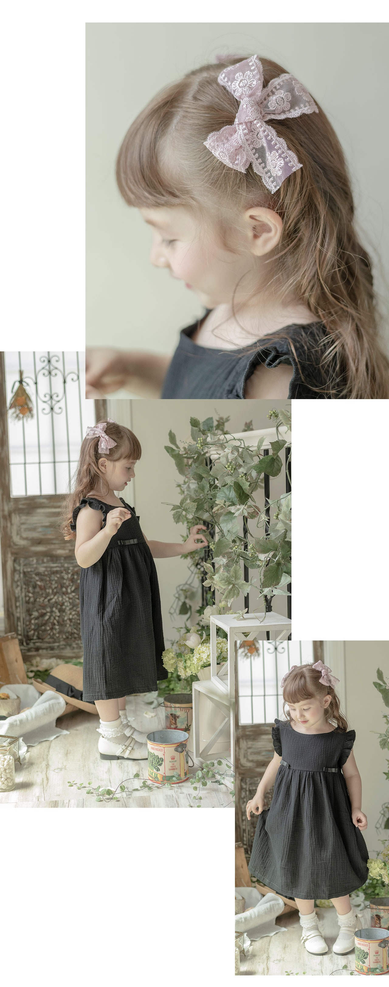 レースリボンヘアクリップ2個セットアクセサリーヘアアクセサリーキッズ