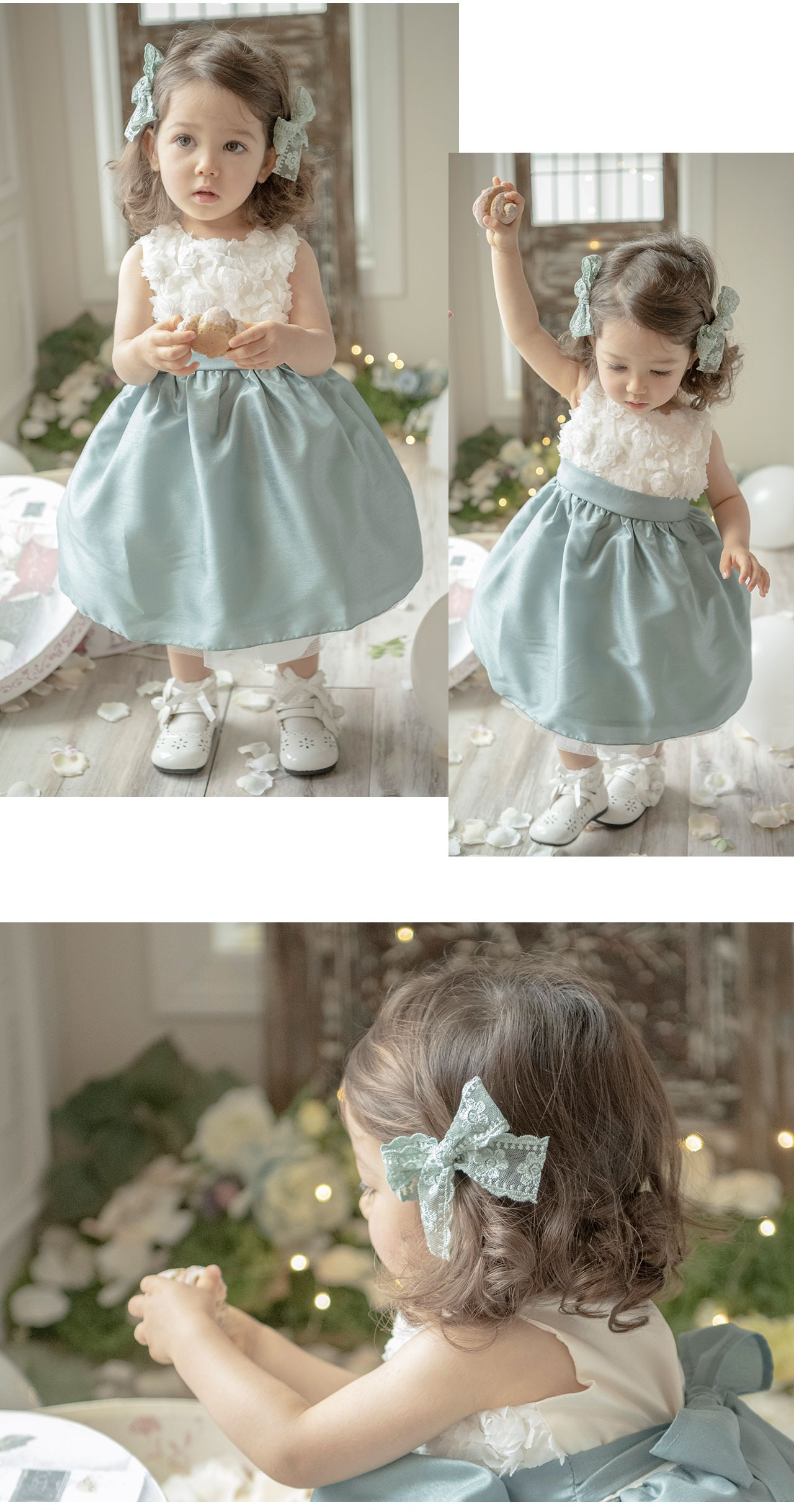 レースリボンヘアクリップ2個セットアクセサリーヘアアクセサリーキッズ