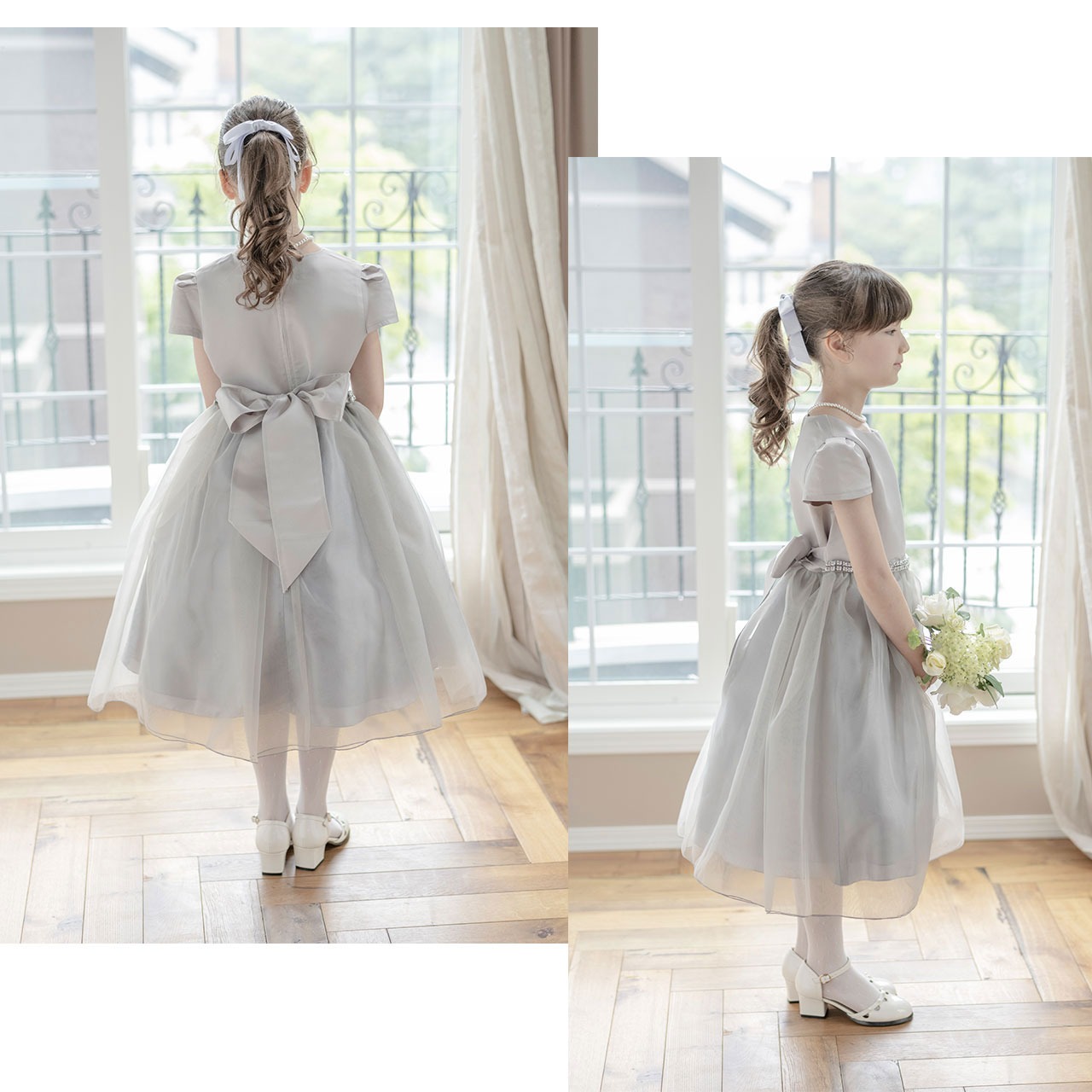 ドレス オーガンジー トロンプルイユ ビジュー 赤 黒 青