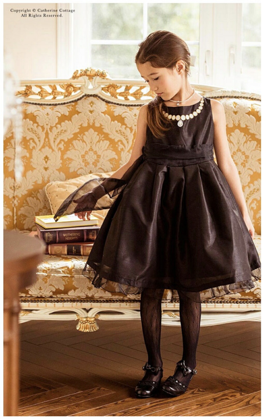 ドレス オーガンジー トロンプルイユ ビジュー 赤 黒 青