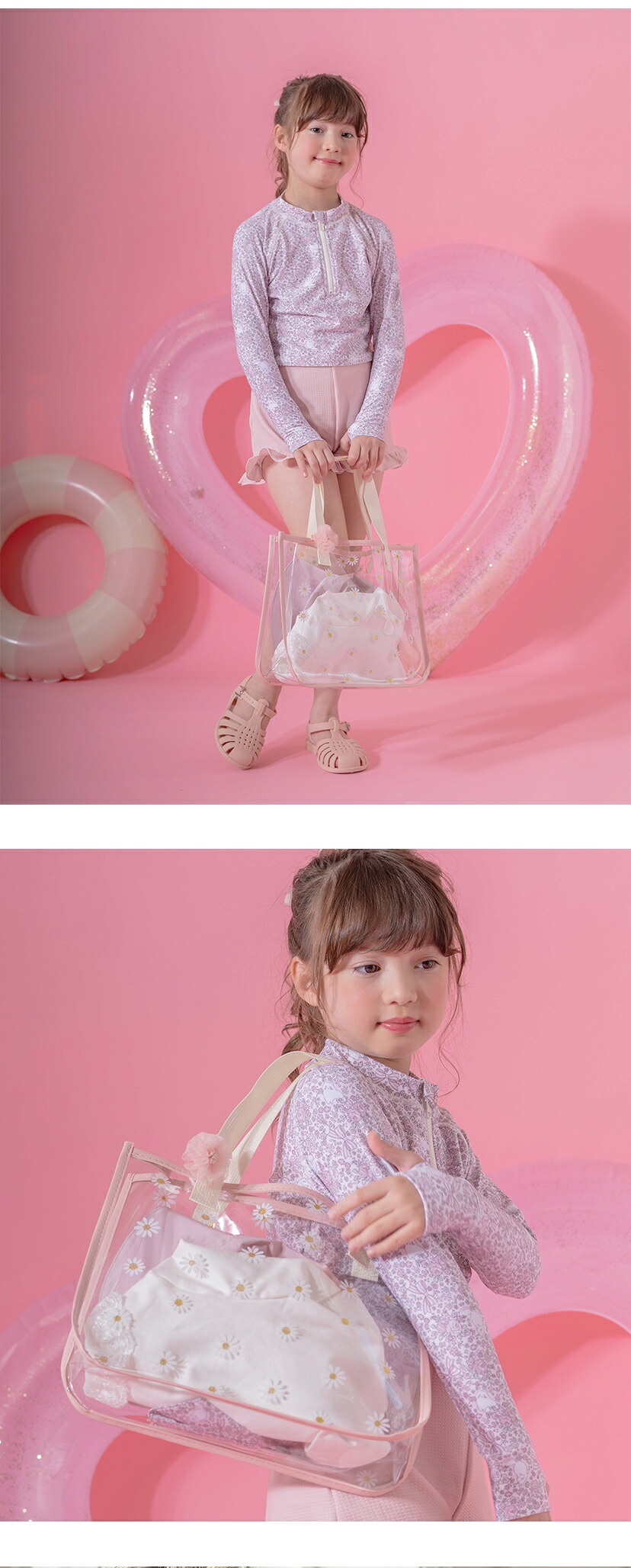 かわいい花柄のビーチバッグ モデル画像6