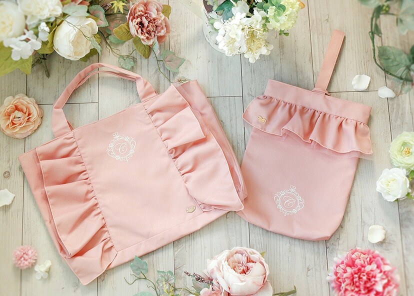 キャサリンコテージ,ロゴ刺繍フリルレッスンバッグ PC021リンク