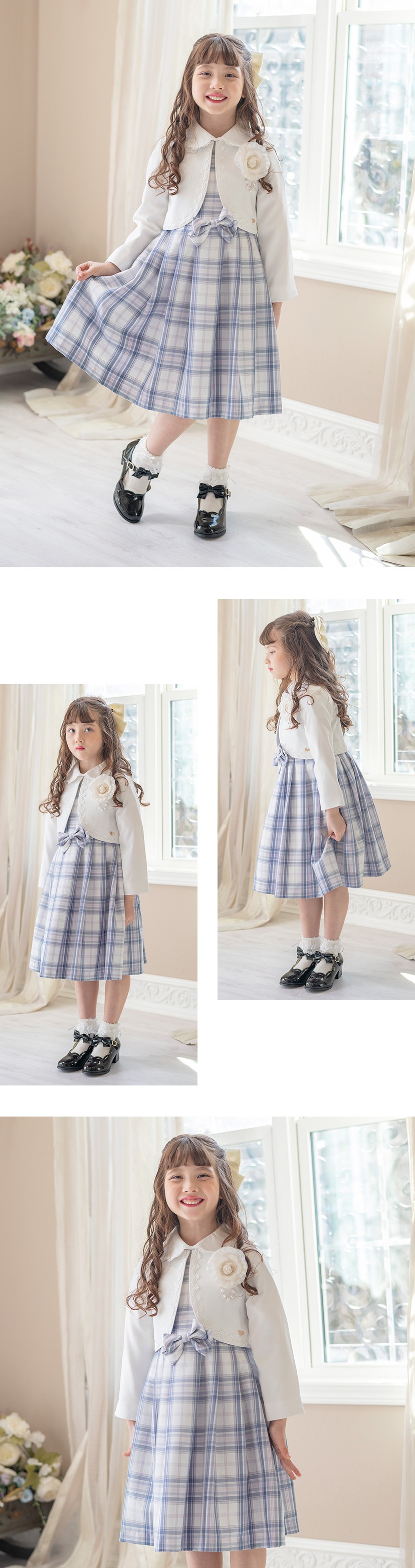 入学式 丸襟ワンピースとボレロのアンサンブル モデル画像1