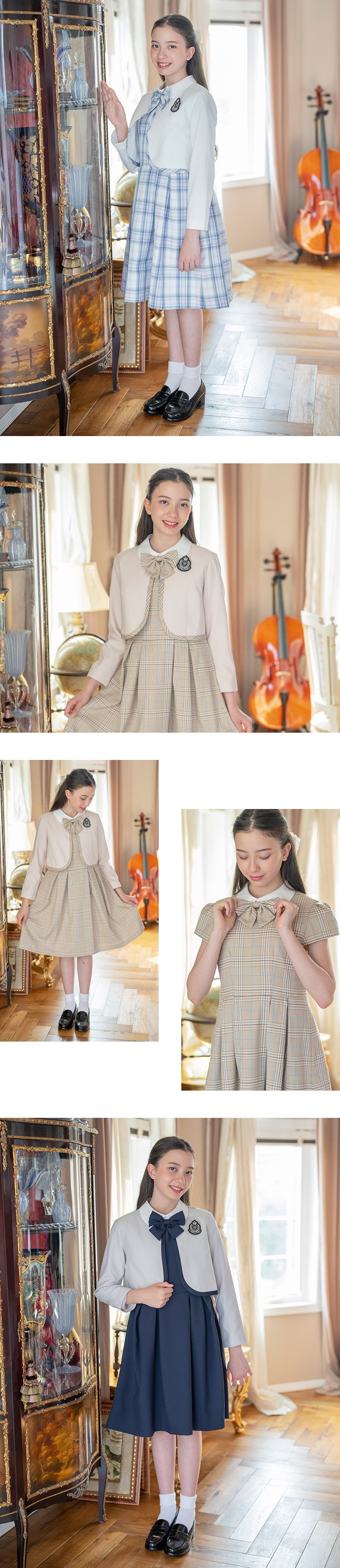 白襟ワンピースボレロスーツセット,モデル画像6