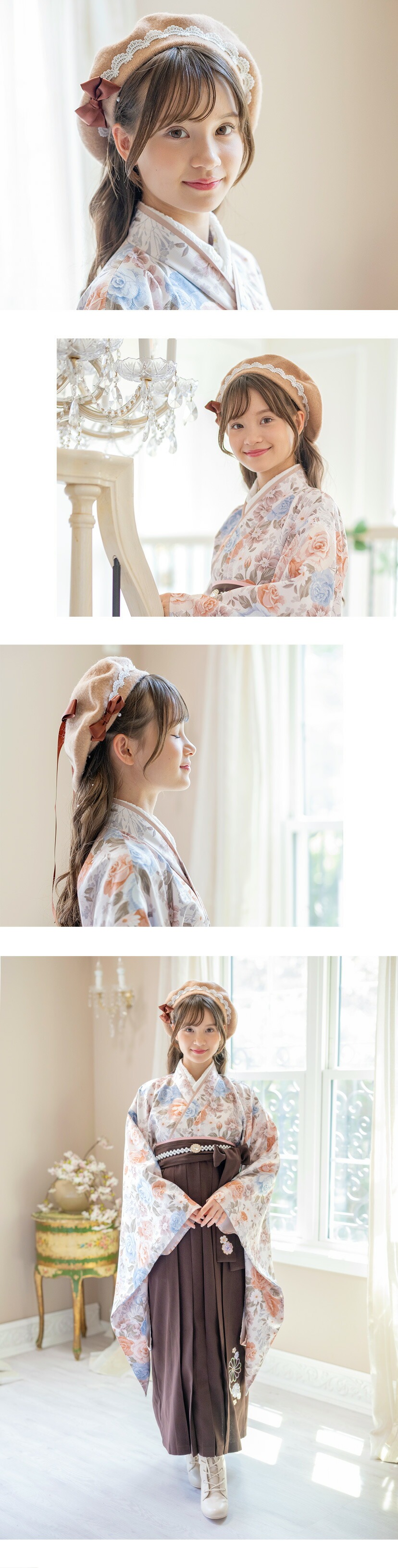 リボンレースベレー帽 モデル画像3