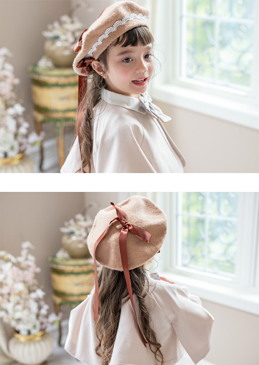 リボンレースベレー帽 モデル画像5