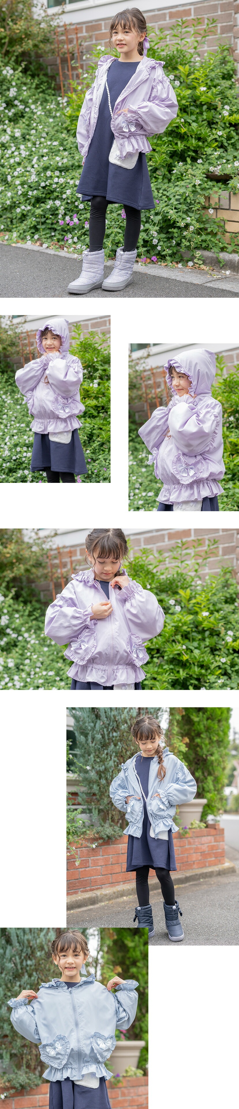 女の子 アウター ハートポケットウインドブレーカー モデル画像1