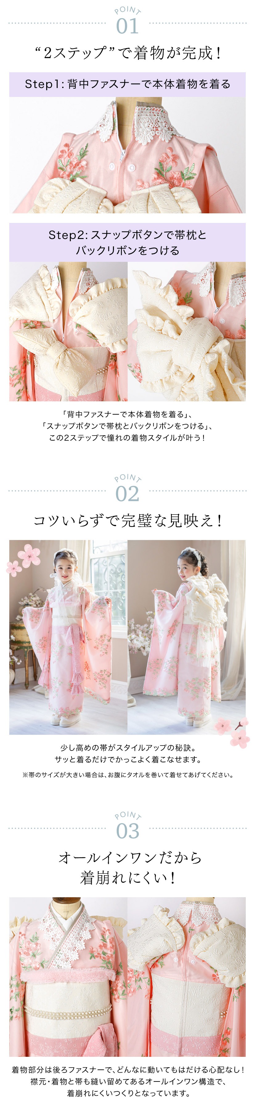 オールインワン着物のポイント1～3