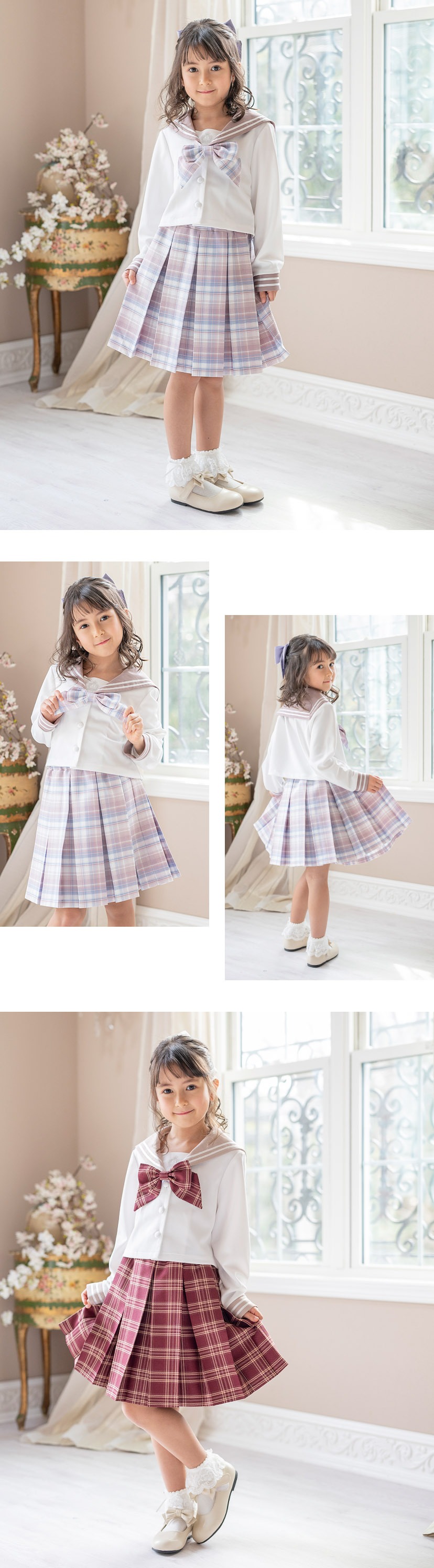 セーラージャケット+チェックスカートセット モデル画像3