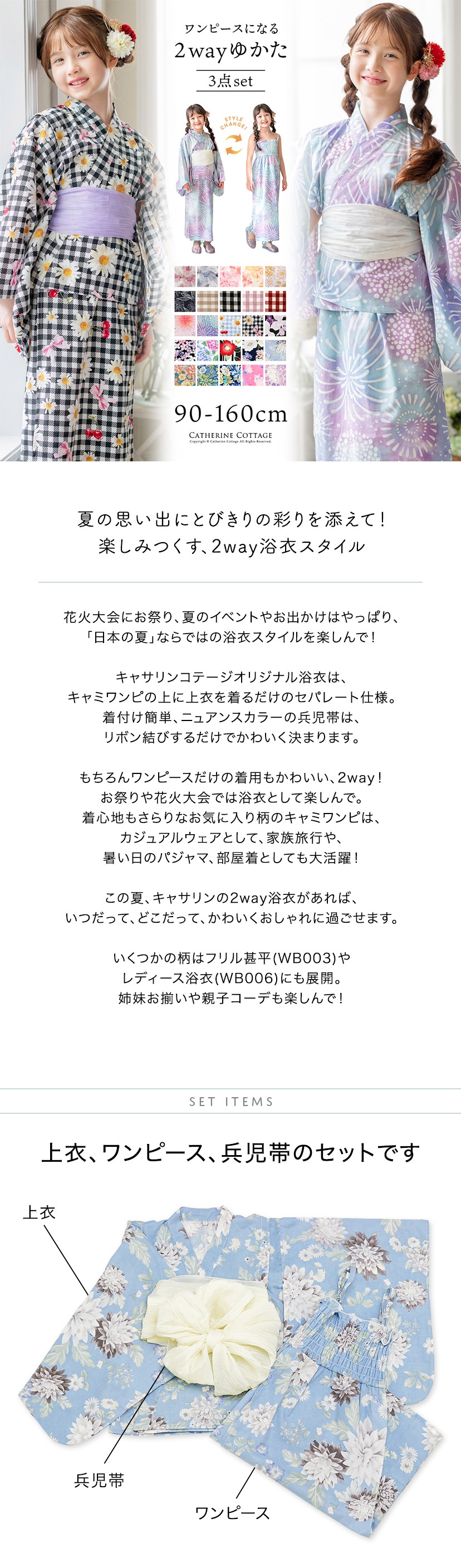 キャサリンコテージオリジナル柄ワンピースになる2WAY浴衣,商品説明