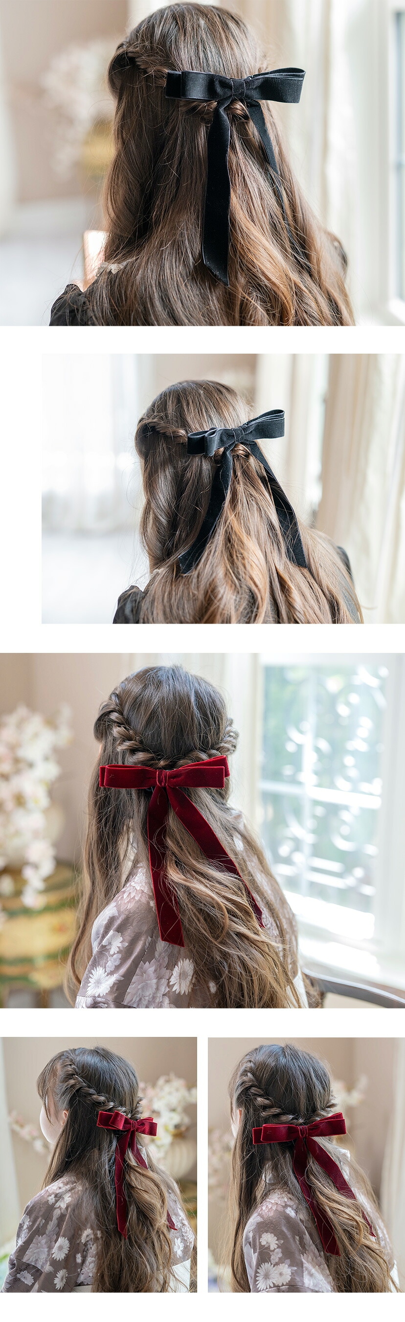 ベロアリボンヘアゴム,モデル画像1