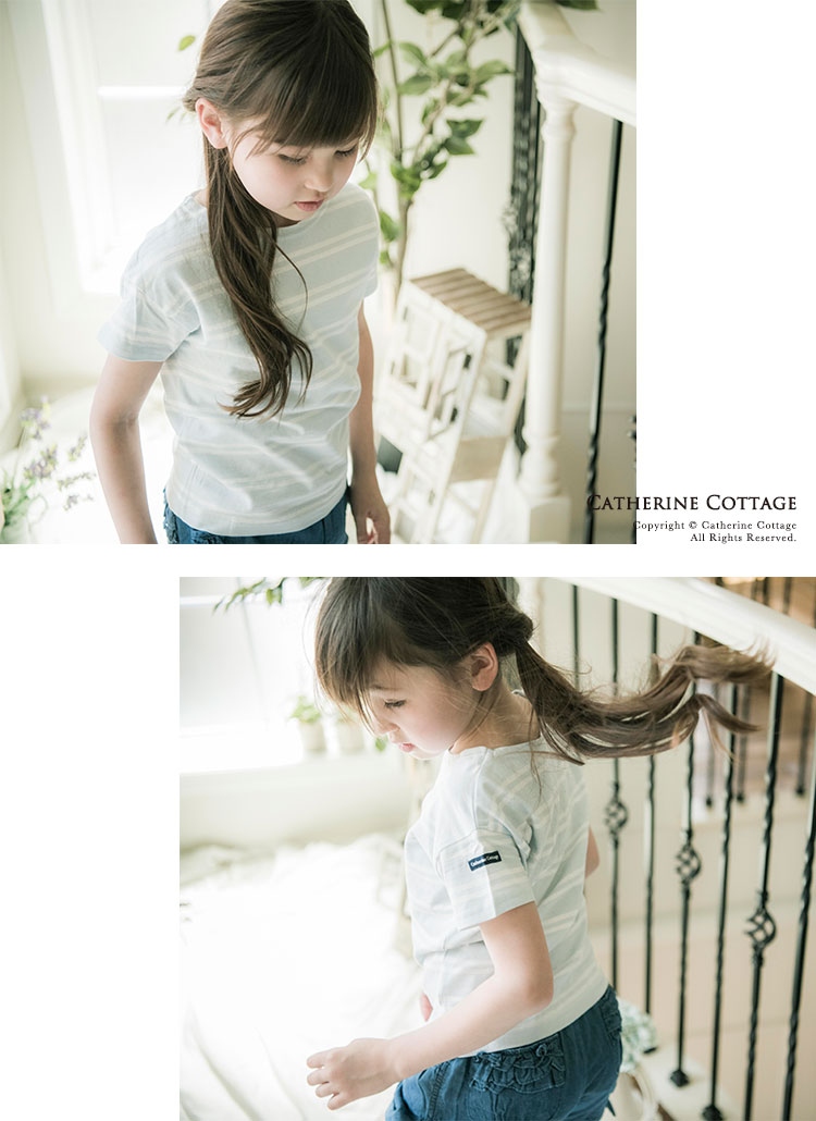 子供服カジュアルボーダーTシャツ半袖女の子男の子キッズレディース