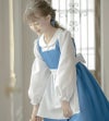 キッズ衣装子供仮装プリンセスの普段着ワンピース[キッズ女の子美女と野獣ベル風140150160cmコスプレコスチューム衣装小学生中学生ブルー青かわいい