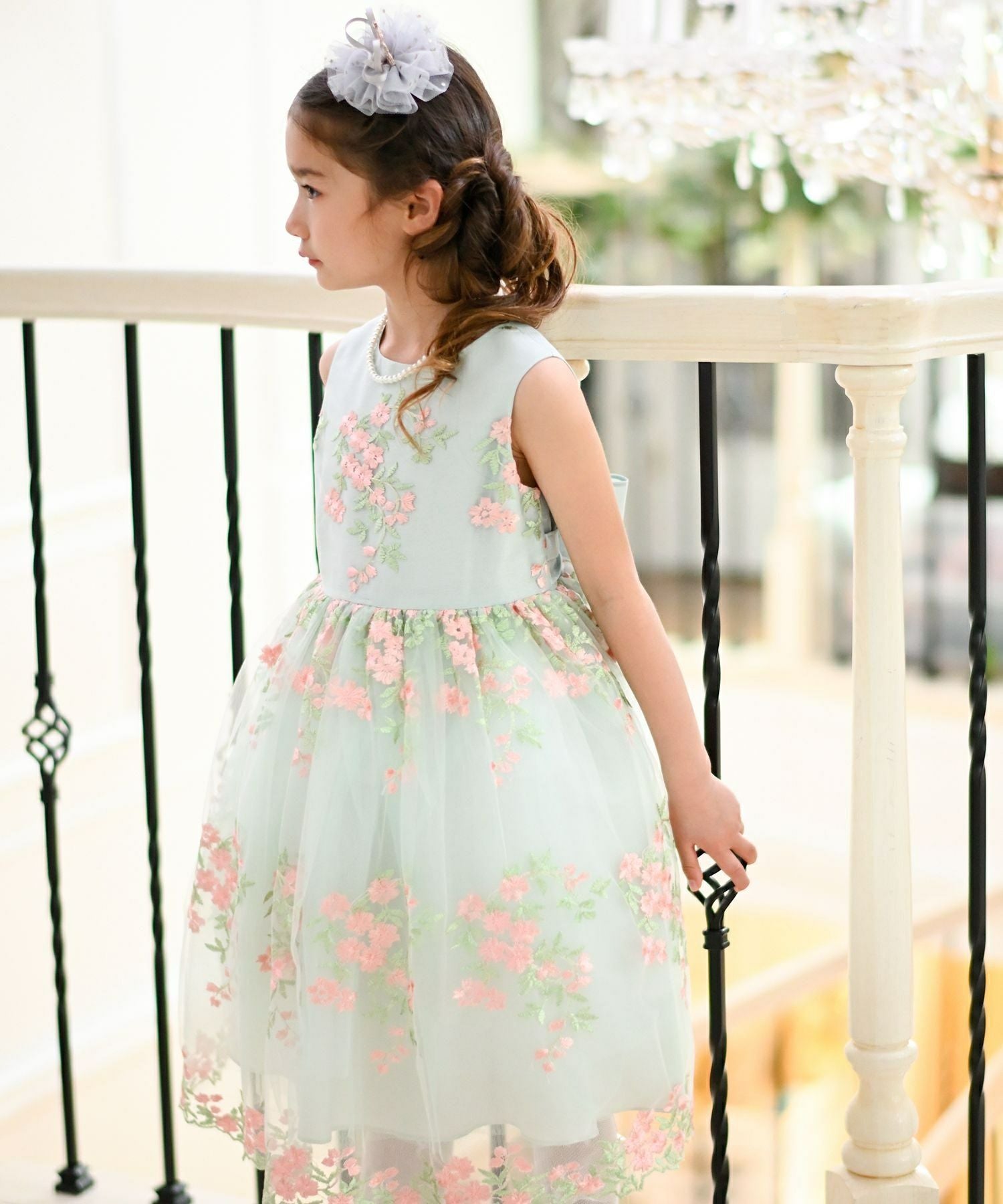 tocca BAMBINI 花柄刺繍チュールドレス　120 キッズドレス キッズドレス 花柄刺繍チュールワンピース ピアノ発表会用ワンピース