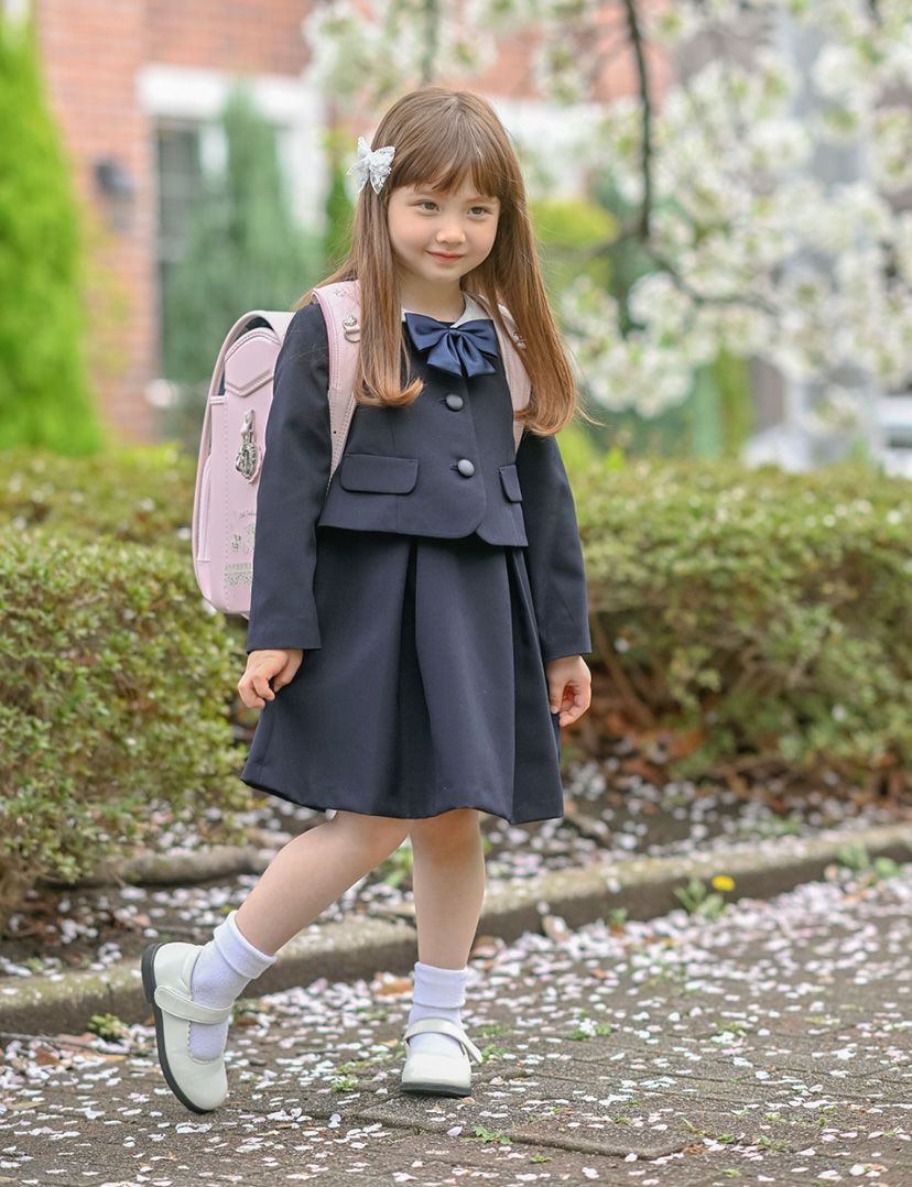 送料無料入学式 女の子 スーツ セーラー衿 子供服 アンサンブル 女児
