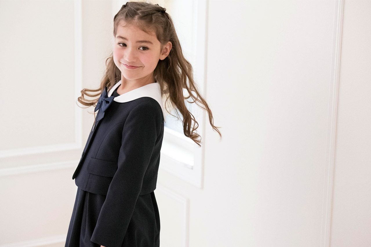 送料無料入学式 女の子 スーツ セーラー衿 子供服 アンサンブル 女児