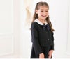 卒業式スーツ女の子ドレス・スーツ（女の子用）セーラー衿スーツアンサンブル[ジャケット/ジャンパースカート/リボン][フォーマルキッズ紺115120130発表会受験卒園式卒業式入学式子供フォーマル]