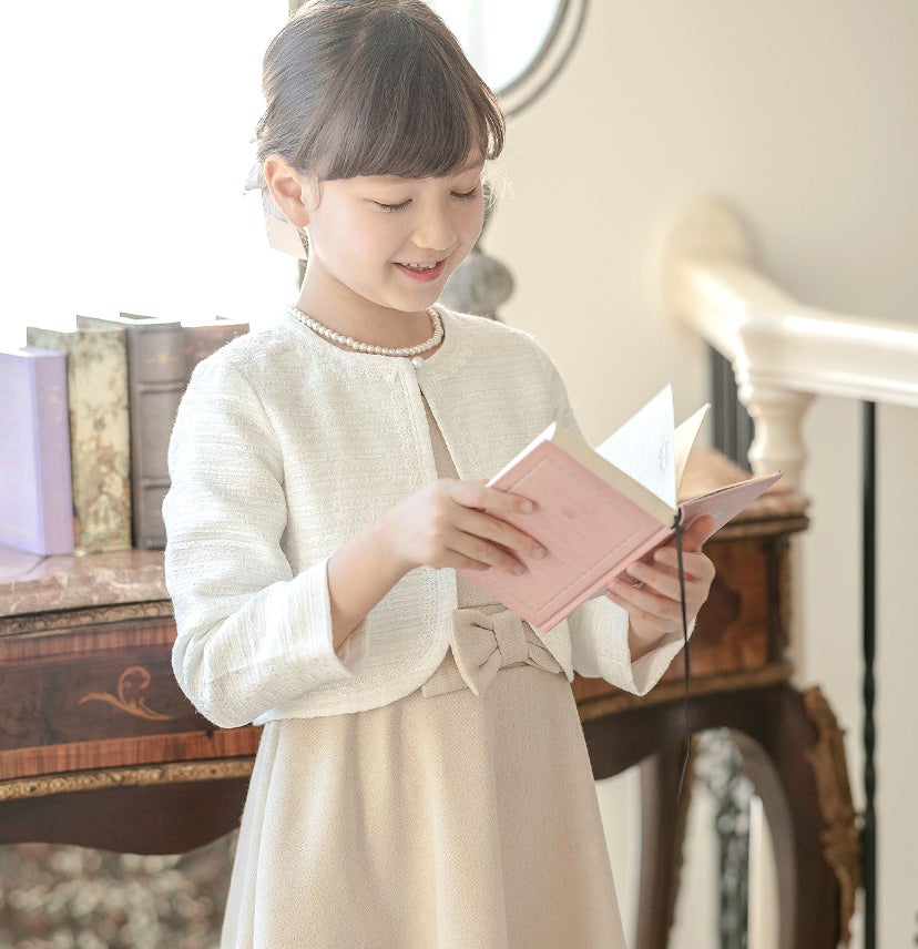 子供服シンプルボレロキッズフォーマル[女の子入学式卒園式発表会結婚式100110120130140150160cm法事ジャケットフォーマル羽織物ボレロカーディガン白ホワイト][処分価格返品不可]