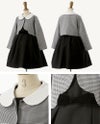 子供服フォーマルフロッキープリントタックワンピース女の子お花リボン[キッズ110120130cm千鳥格子グレー入学式卒園式卒業式卒服秋結婚式発表会ピアノ発表会七五三楽天通販]キャサリンコテージ