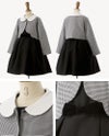 子供服フォーマルフロッキープリントタックワンピース女の子お花リボン[キッズ110120130cm千鳥格子グレー入学式卒園式卒業式卒服秋結婚式発表会ピアノ発表会七五三楽天通販]キャサリンコテージ