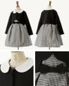 子供服フォーマルフロッキープリントタックワンピース女の子お花リボン[キッズ110120130cm千鳥格子グレー入学式卒園式卒業式卒服秋結婚式発表会ピアノ発表会七五三楽天通販]キャサリンコテージ