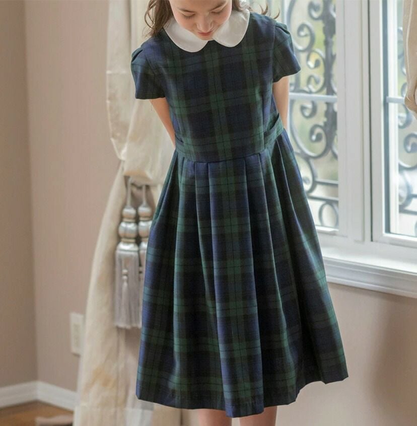 送料無料【目玉メガセール】ワンピース 入学式 女の子 チェック柄 清楚