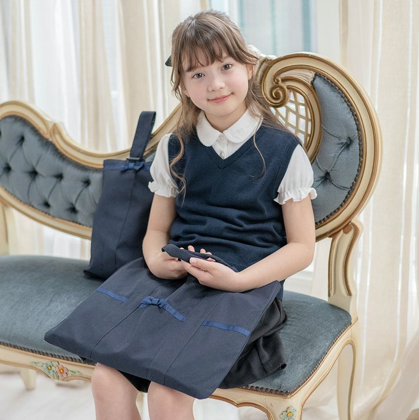 目玉レッスンバッグ送料無料シンプル清楚な濃紺上質絵本バッグスクール巾着ネイビーお受験面接キッズキャサリンコテージTAK