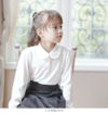 子供ブラウス白花形ボタンの丸襟カットソーブラウス[100110120130140cm]長袖半袖キッズリボン刺繍レースお受験入学式卒園式法事ブラックフォーマルフォーマル子供服