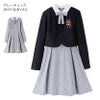 卒業式スーツ女の子卒服上品白襟ワンピース＆ノーカラーボレロ[140150160165cmグレーネイビー紺ストライプ]おしゃれ発表会結婚式大きいサイズ小学生女子ジュニアフォーマル