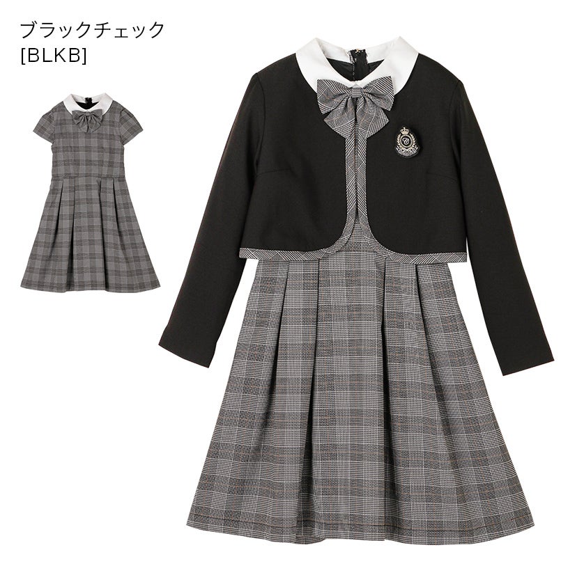 卒業式スーツ女の子卒服上品白襟ワンピース＆ノーカラーボレロ[140150160165cmグレーネイビー紺ストライプ]おしゃれ発表会結婚式大きいサイズ小学生女子ジュニアフォーマル