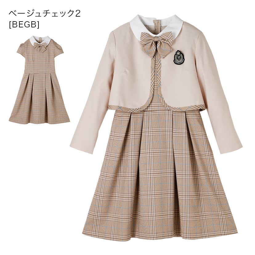 卒業式スーツ女の子卒服上品白襟ワンピース＆ノーカラーボレロ[140150160165cmグレーネイビー紺ストライプ]おしゃれ発表会結婚式大きいサイズ小学生女子ジュニアフォーマル