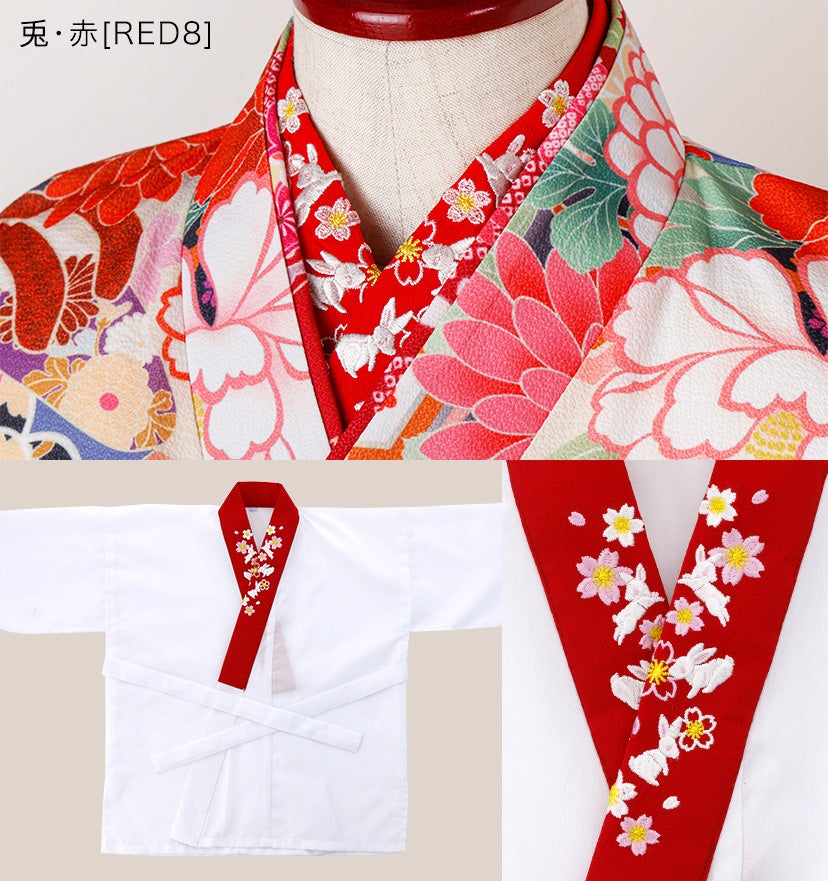 子供刺繍入り半衿付き肌襦袢着物袴七五三卒園式卒業式