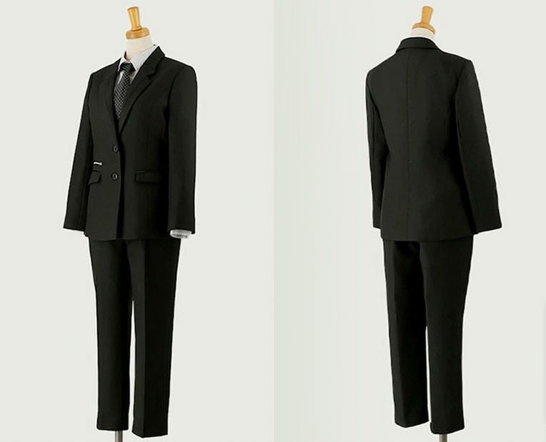 卒業式スーツ女の子ショートパンツ＆ロングジャケットスーツセットおしゃれ[ジャケット/ブラウス/パンツ/ネクタイ]140150160165cm黒ブラックフォーマル冠婚葬祭ジュニア小学生女子子供服