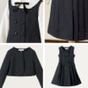 スーツ女の子入学式子供服制服長袖ブラウス付濃紺アンサンブル受験面接キッズフォーマルフォーマルスーツ4点セット[ジャンパースカート/ボレロ/ブラウス/リボン][110120130140150紺黒B体ゆったりサイズSSTS10[返品不可]