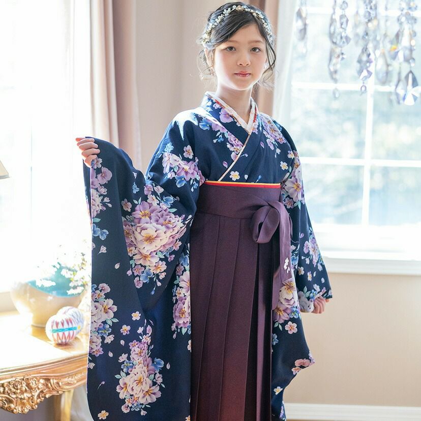 送料無料袴セット卒業式卒園式着付け簡単刺繍入り袴和装セットジュニア女の子[着物上衣/袴/袴下帯/帯枕]赤白黒緑卒服小学生子供[110120130140150160cm]キッズ和服小学校通販購入