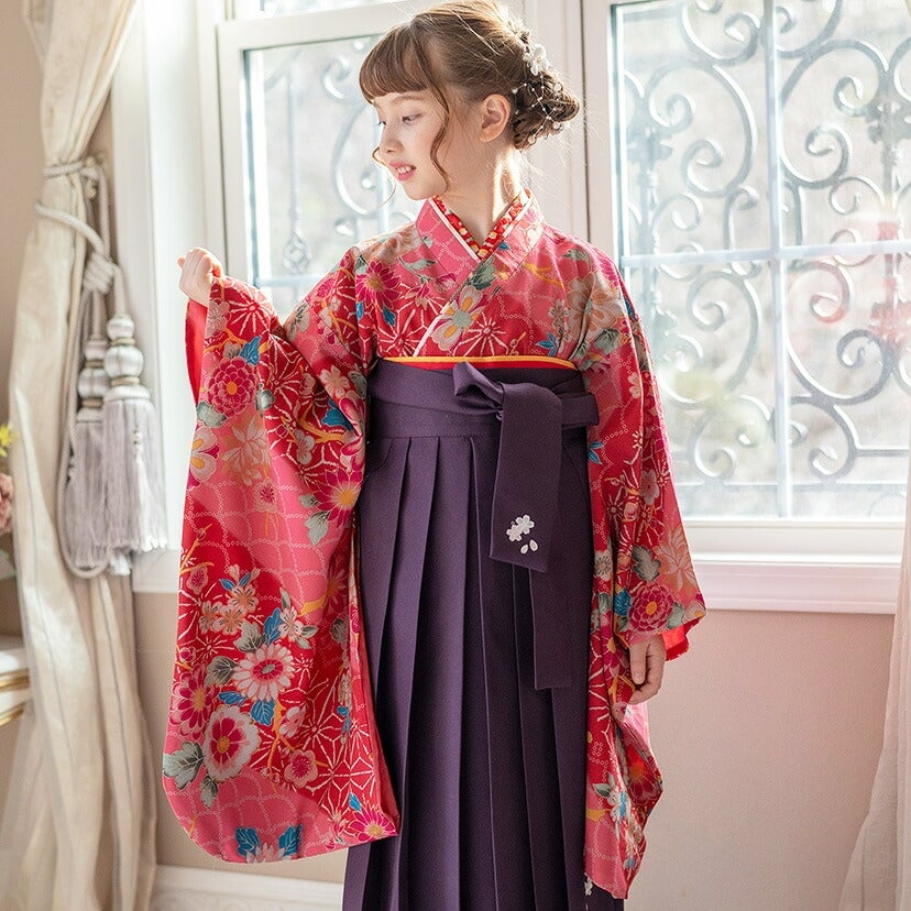送料無料袴セット卒業式卒園式着付け簡単刺繍入り袴和装セットジュニア女の子[着物上衣/袴/袴下帯/帯枕]赤白黒緑卒服小学生子供[110120130140150160cm]キッズ和服小学校通販購入