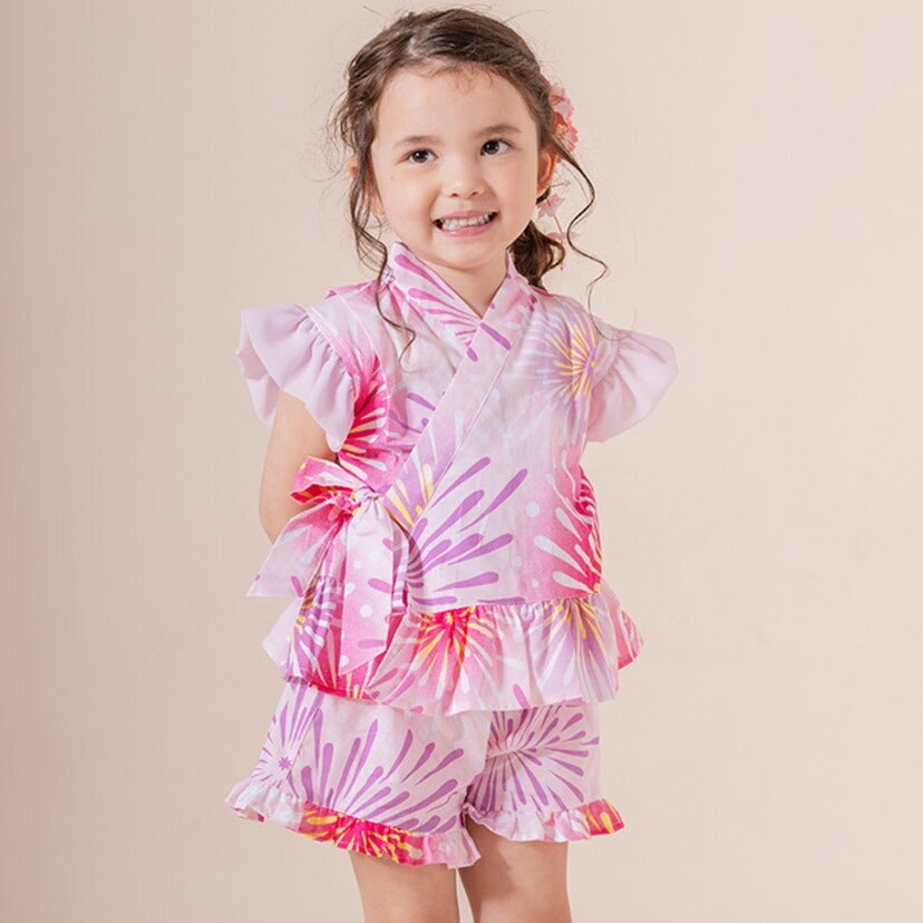 女の子キッズベビーフリル甚平