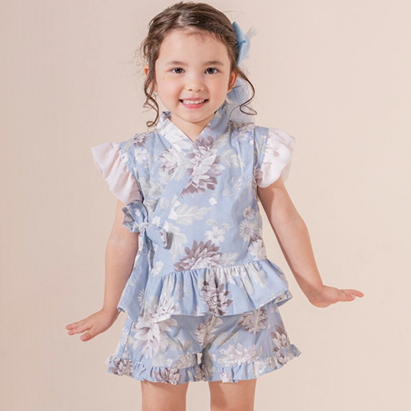 女の子キッズベビーフリル甚平