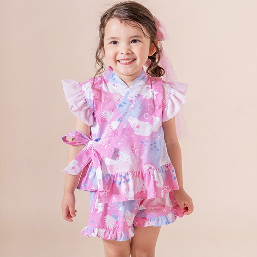 女の子キッズベビーフリル甚平