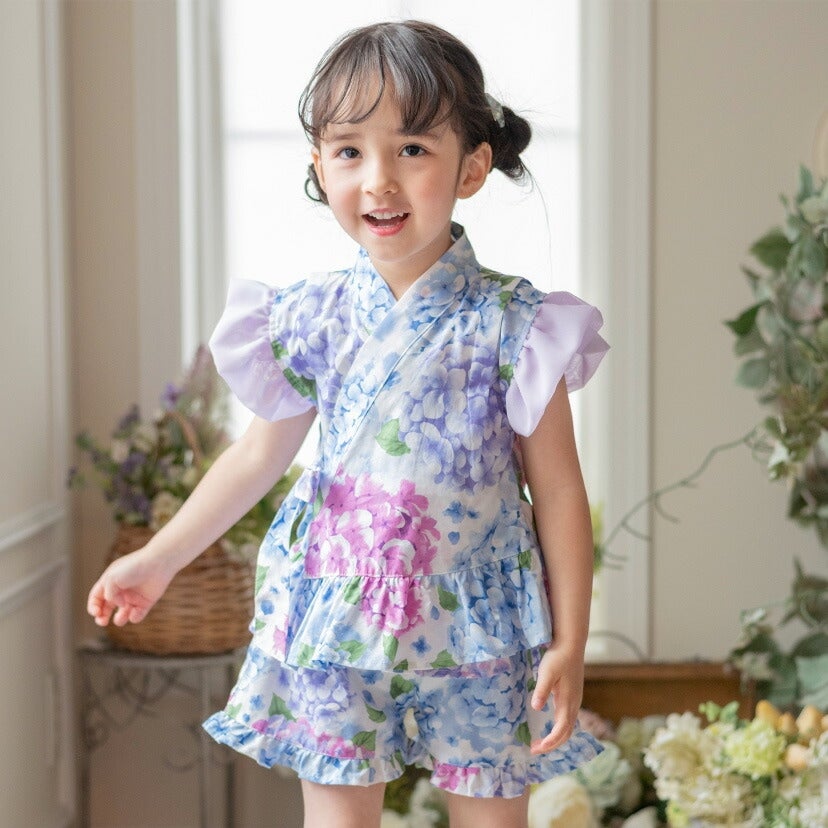 女の子キッズベビーフリル甚平