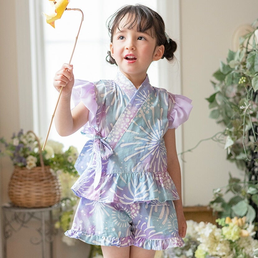 女の子キッズベビーフリル甚平