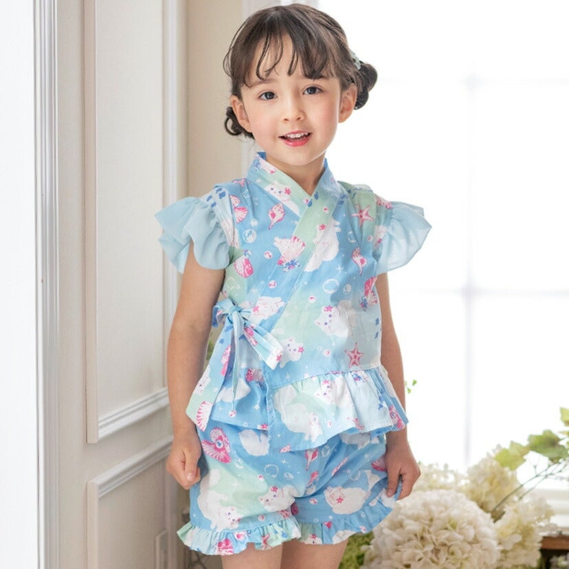 女の子キッズベビーフリル甚平