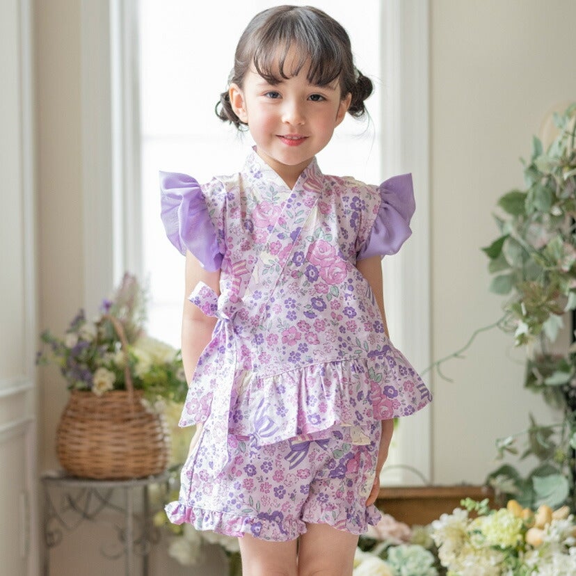 女の子キッズベビーフリル甚平