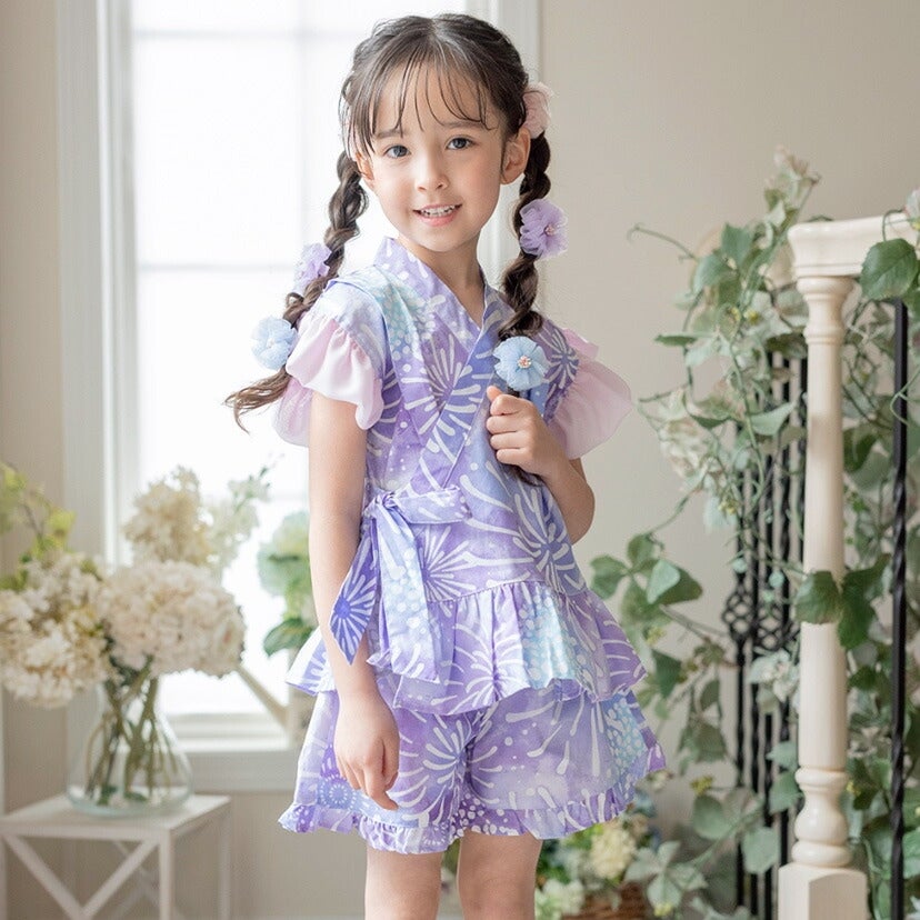 女の子キッズベビーフリル甚平