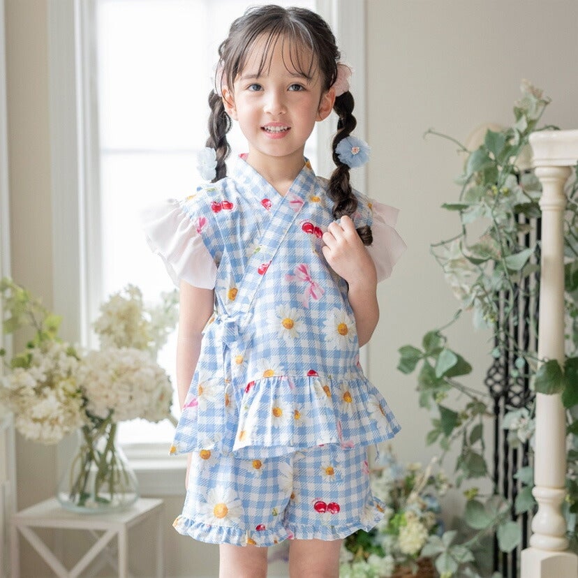 女の子キッズベビーフリル甚平